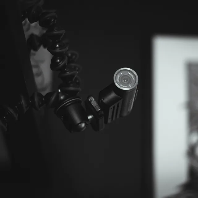 A camera mounted on a flexible clamp